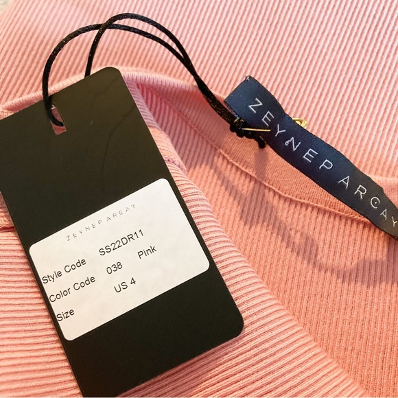 NWT Zeynep Arcay Halter Neck Vintage Rose Backless Slit Midi Knit Dress - Picture 7 of 7